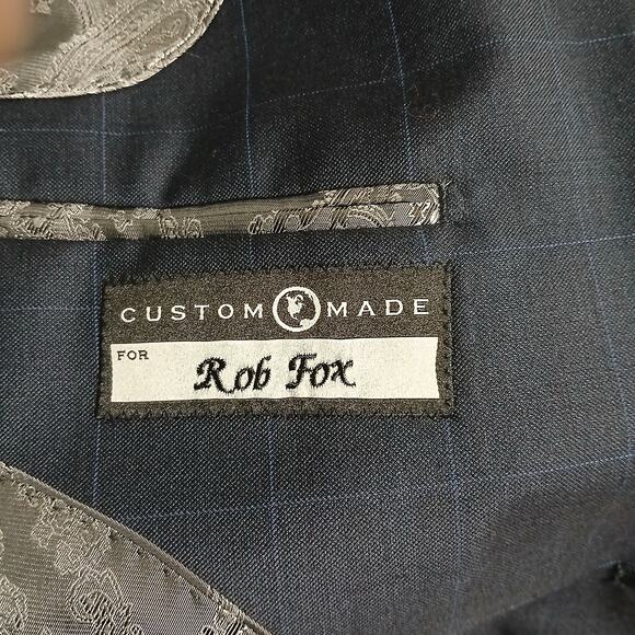 Joseph Abboud Men's 50L 100% Wool Deep Blue Window-Pane Plaid Blazer Lined - Picture 11 of 15